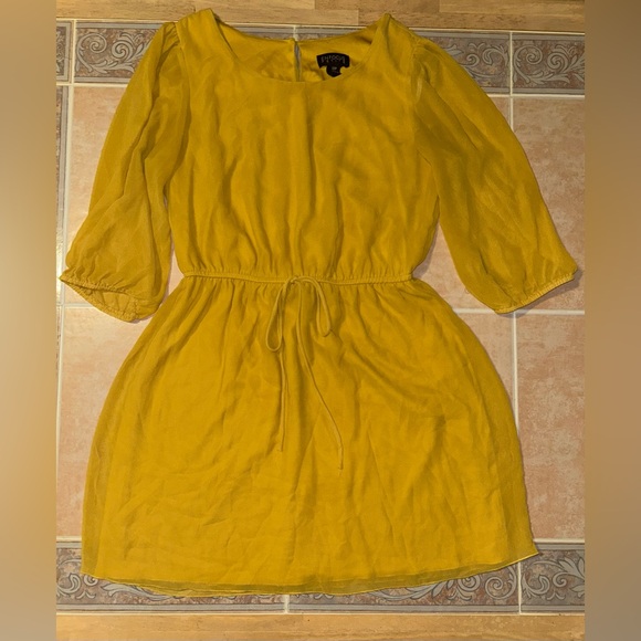 Chic Mustard Long Sleeve Dress - Picture 1 of 4